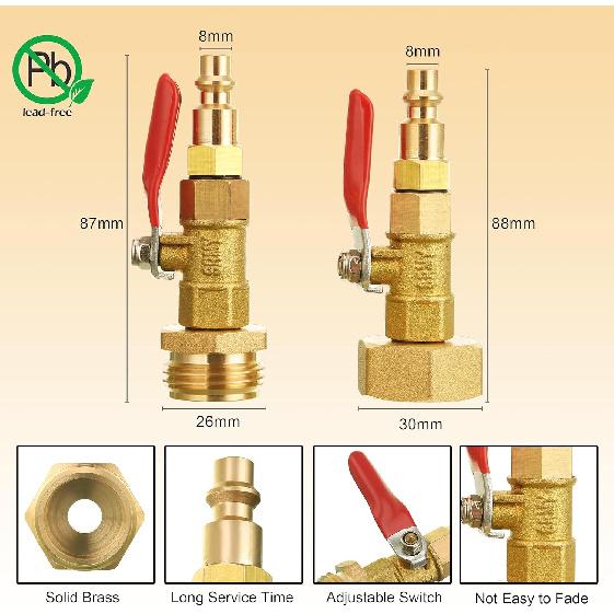 M MINGLE RV Winterize Blowout Adapter Kit 4 PCS With 1/4" Quick Connect Plug And 3/4" Garden Water Hose Threading, Winterize Quick Adapter With Ball