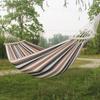 Doppelbreite strapazierfähige Canvas-Hängematte mit 60cm Holzstangen Fransen Outdoor Camping Schaukel Garten Hinterhof Entspannung