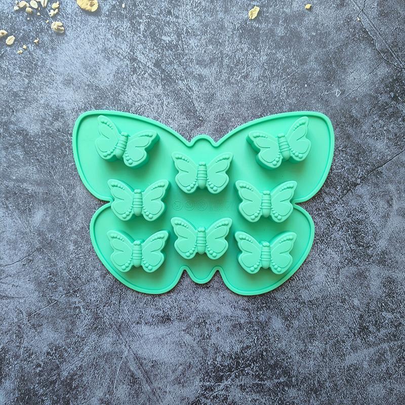 1Pcs Diy Baking Candy Pudding Cake Decoration Mold 8 Holes Butterfly Silicone Chocolate Mold Summer Ice Cube Mold Drip Glue Tool