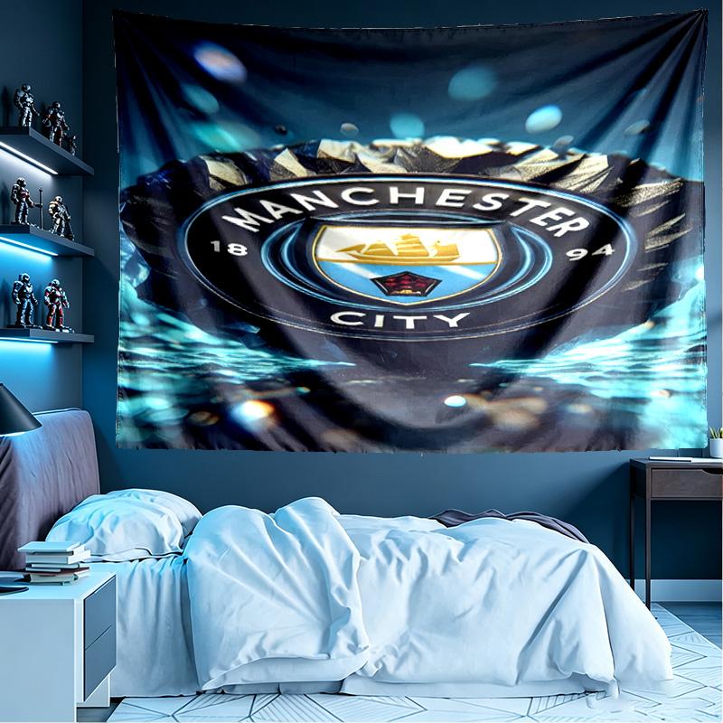 Manchester City FC Print Tapestry, Lightweight Wall Hanging, for Bedroom, Dorm, Living Room, Home Art Decor - Birthday Christmas Gift for Friends
