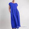 Solid Color Sleeveless Loose Cotton Linen Dress with Pockets