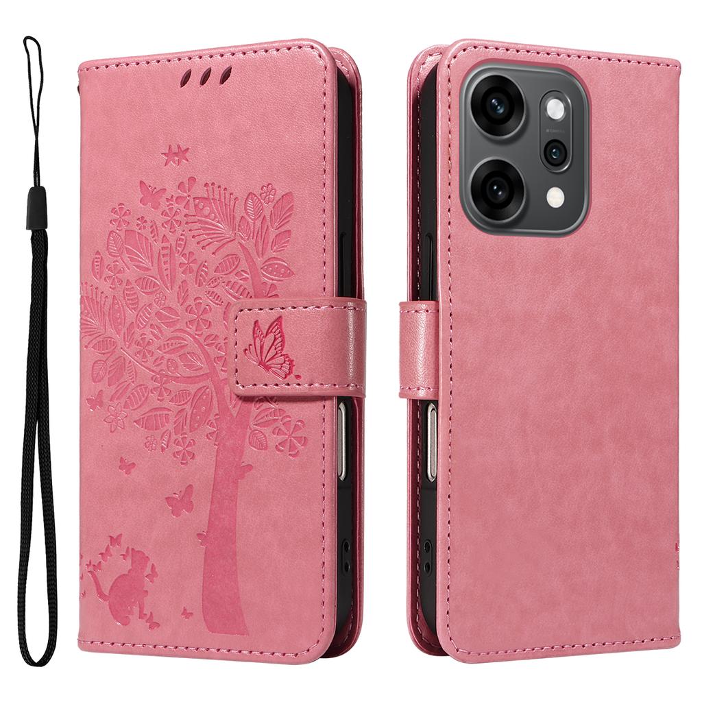 For Oppo Reno14 Pro 5G (China)/Oppo Reno14 Pro 5G (Global) Phone Case with Stand Cat Tree Pattern Leather Wallet Mobile Cover