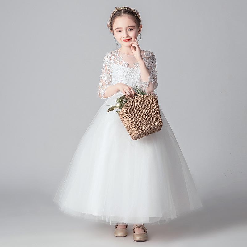 Girls' Puffy Evening Dress - Princess Flower Girl Piano Performance Costume