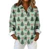 Women's Shirt Blouse Christmas Print Button Long Sleeve Casual Basic Shirt Collar Regular Top