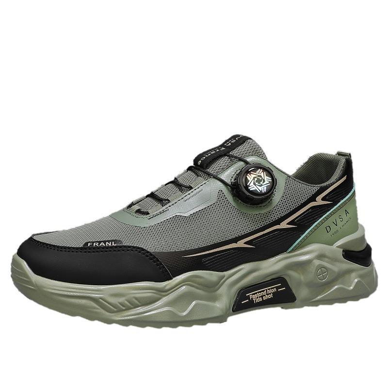 Herrenschuhe Sommer dünnes Mesh atmungsaktiv drehbarer Knopf Sport Laufen Freizeit rutschfeste Mesh-Schuhe Arbeit Papa trendige Schuhe