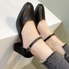 High heels women's 2026 four-season new round head simple light mouth single shoes women's buckle thick heel medium heel women's shoes are not tired