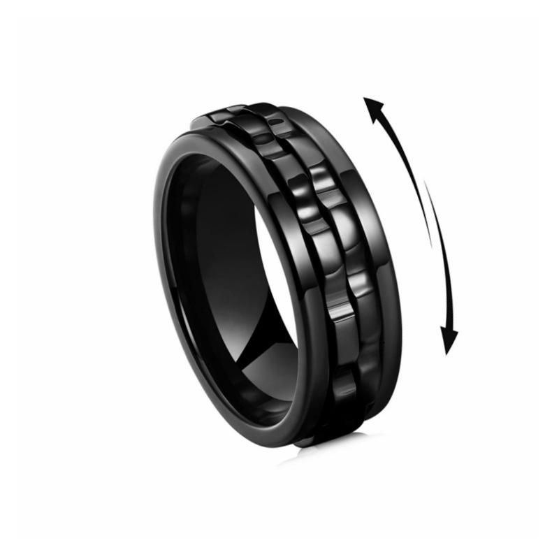 Titanium Steel Rotating Anxiety-Relief Ring - European & American Fashion Jewelry