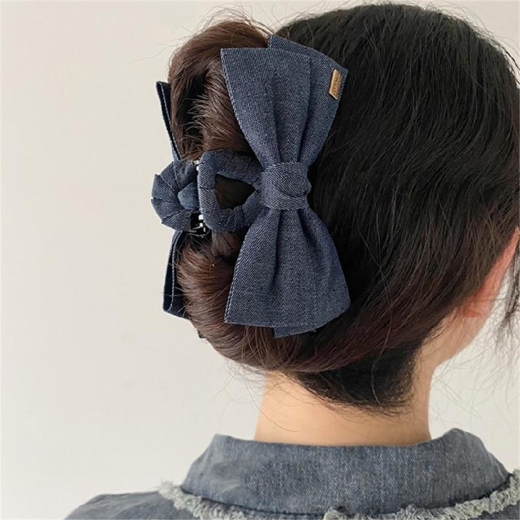 Eye Catching Hair Bows Clip Soft Jeans Fabric Hairpin Fashion Barrettes Hair Ornament For Girls Adults Hairstyling