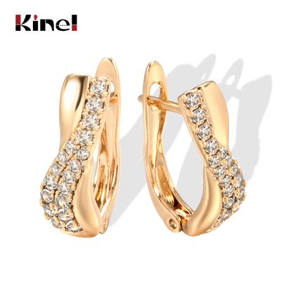 Fashion Natural Zircon Cross Stud Earrings For Women Rose Gold Earrings Luxury Vintage Wedding Jewelry New