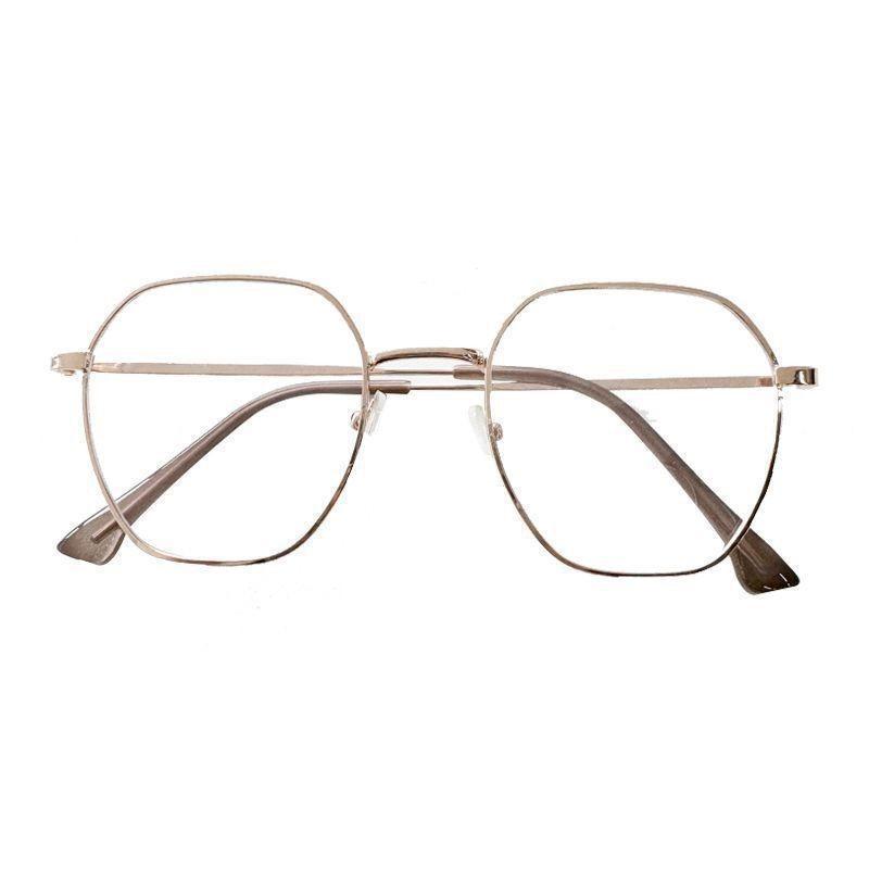 Gold wire thin frame color-changing myopia mirror atmosphere sweet wind ultra-light polygon advanced sense anti-blue light O