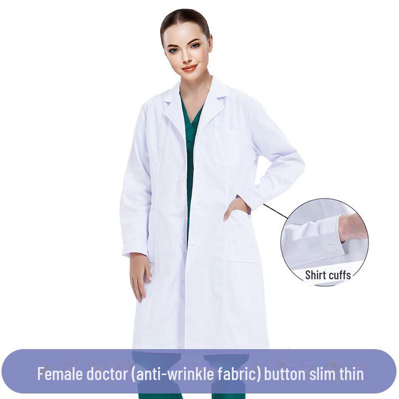 Unisex White Lab Coat for College Students, Doctors, Nurses, Beauty Salon Workers - Long or Short Sleeve Option