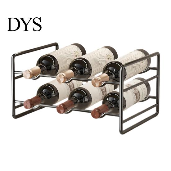 Modern Wine Storage Iron Rack, Curved Grooves, Countertop Cabinet Shelf, Compact Small Display Metal Bottle Holder, for Kitchen Cupboard And