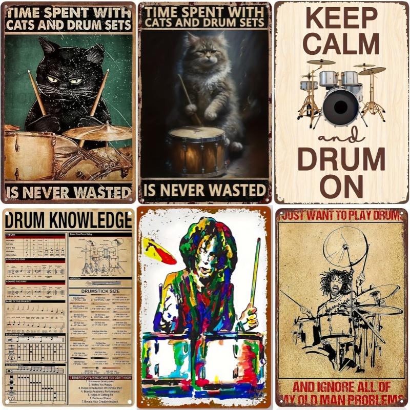 Vintage Schlagzeuger Anhänger Metall Blechposter Schlagzeug Metall Blechschild Poster Platte für Schlagzeuger Café Garage Fitnessstudio oder Boxclub Dekor