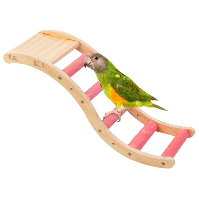 Bird Toy Climbing Ladder Natural Wood Perch Stand Platform Cage Toy for Cockatiels Conures Parakeets