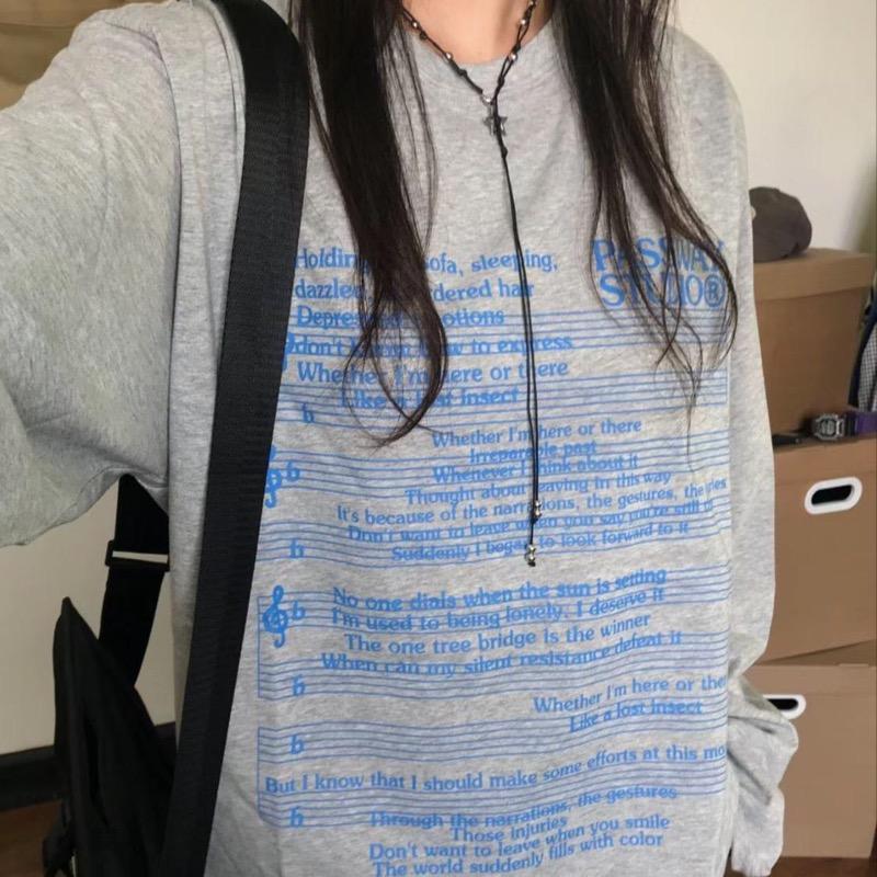 2KWEIRD Cotton Letter Hoodie Women Long Sleeve O-neck Casual Oversized Tops Y2k Tops Clothes for Teens Japanese Fashion Y2k Sweatshirts