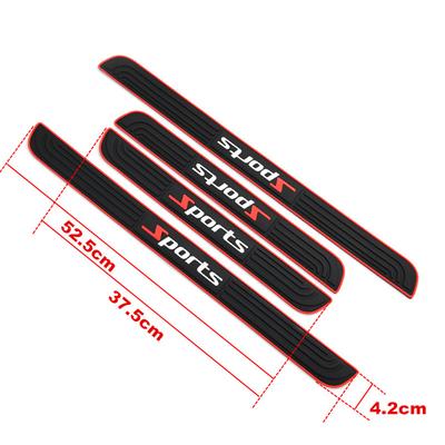 4pcs Sport Style Car Door Scuff Sill Cover Panel Step Protector Rubber Guard Pad