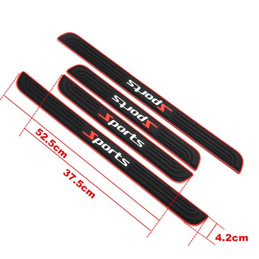 4PCS Universal Rubber Car Door Scuff Sill Cover Panel Step Protector Bumper Corner Protector