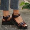2025Summer Oversized Women's Shoes New Thick Sole Solid Color Sponge Cake Soft Sole Roman Sandals Beach Casual Shoes