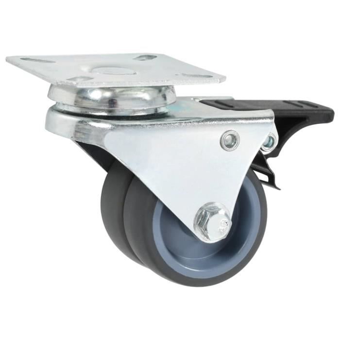 VidaXL Roulettes pivotantes doubles à double frein 4 pcs 50 mm