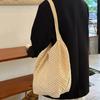 Yogodlns Solid Color Crochet Tote Handbag Summer Beach Scarf Decor Fashion Women's Mesh Woven Shoulder Bags Large Capacity Knitting Underarm Bag