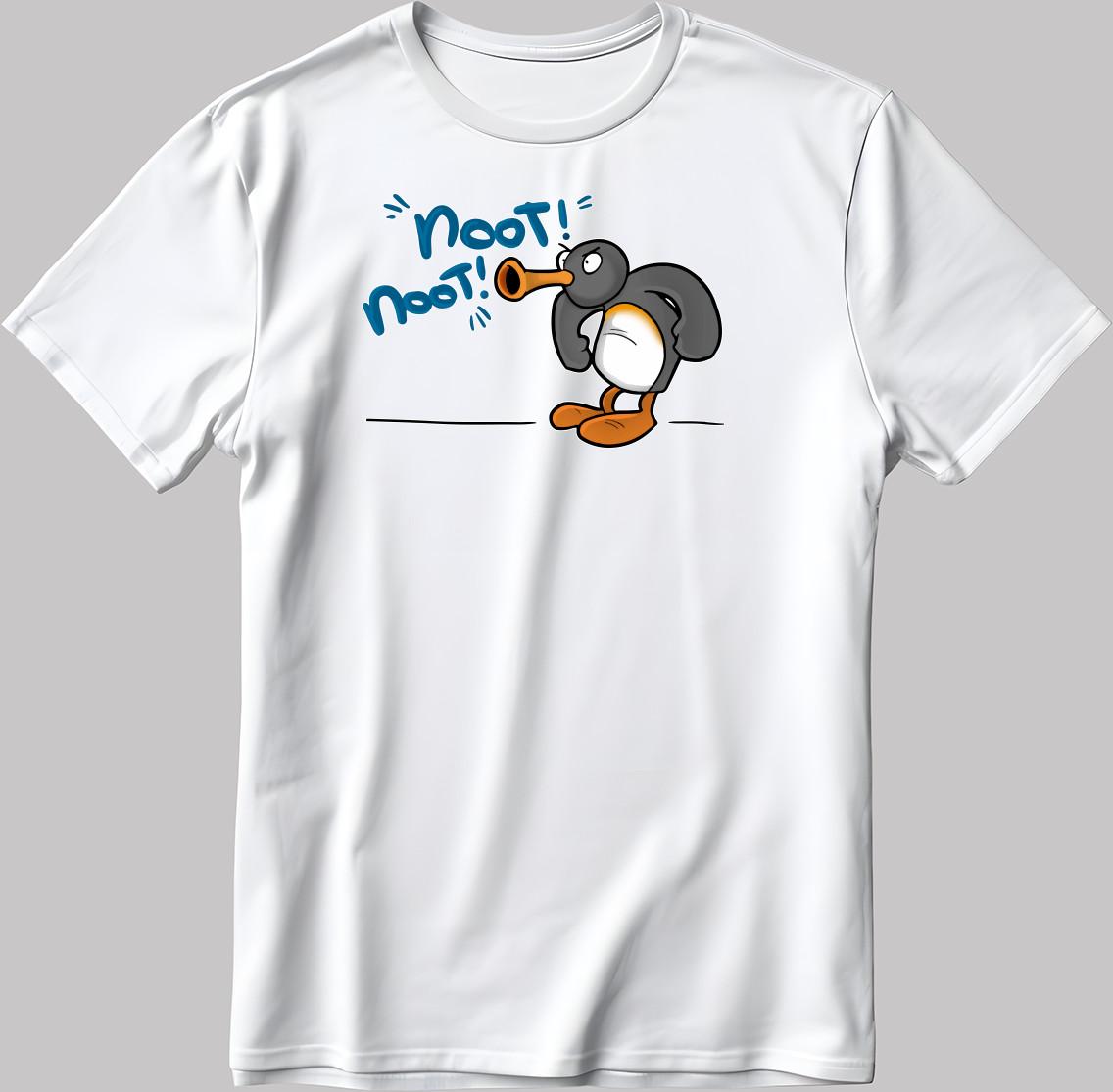 Pingu angry Noot Noot, Short Sleeve White-Black Men/Women T Shirt Mens Womens Tees Top K255 M