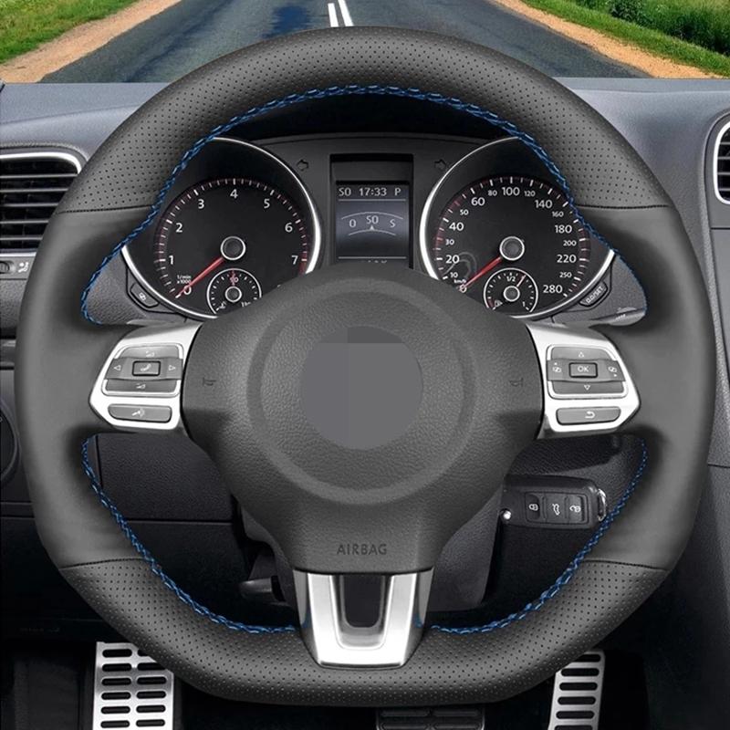 For Volkswagen Golf 6 GTI MK6 VW Polo GTI Scirocco R Passat CC R-Line 2010 Bil Rattdeksel Svart Kunstig