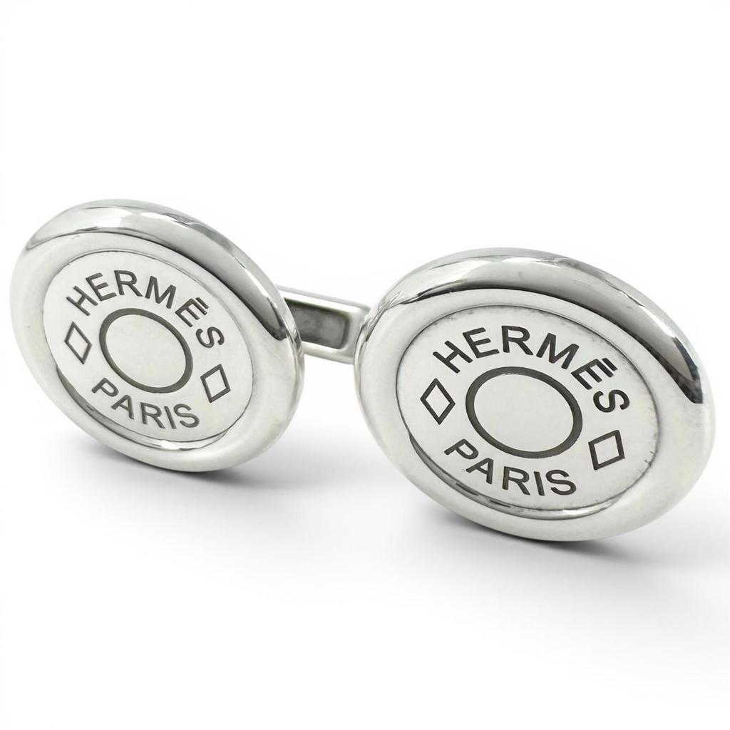 Great HERMES Cufflinks cufflinks Serie round Silver SV925 mens Used