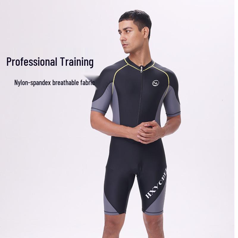 Men's Quick-Dry Summer Swimsuit: Short Sleeve, Sun Protection, Ideal for Swimming, Surfing, and Snorkeling