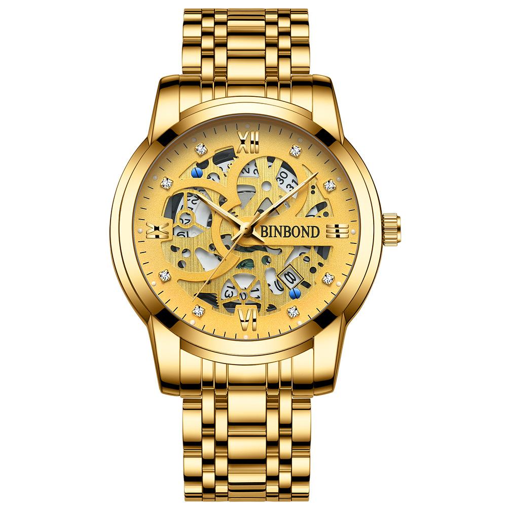 2025 new fully automatic non-mechanical watch men's waterproof calendar luminous tourbillon trend men's hollow design