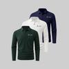 Men's Long-Sleeve Polo Shirts—Casual Everyday Printed Polos, Moisture-Wicking Sports and Golf Shirts, Two-Button Collar Shirts (3-Pack)