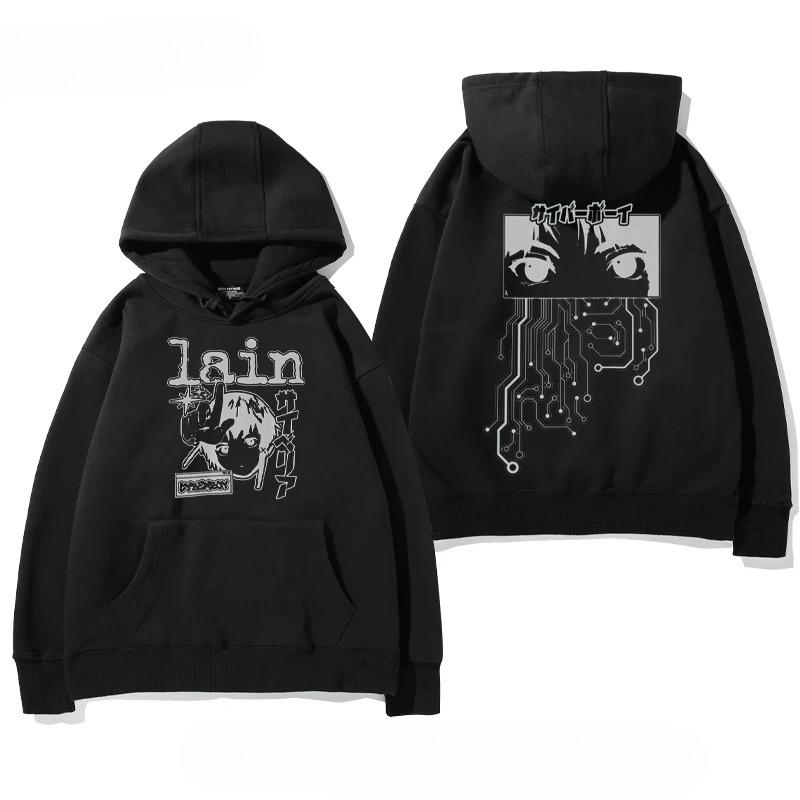 Serial Experiments Lain Funny Hoodie Hip Hop Graphic Sweatshirt Poleron Hombre Streetwear Harajuku Tracksuit Oversized Clothes