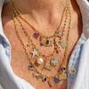 Stainless Steel Diy Basic Live Mouth Chain 12 Birthstone Pendant Necklace Furnace Vacuum Plating 18K Gold Color Retention