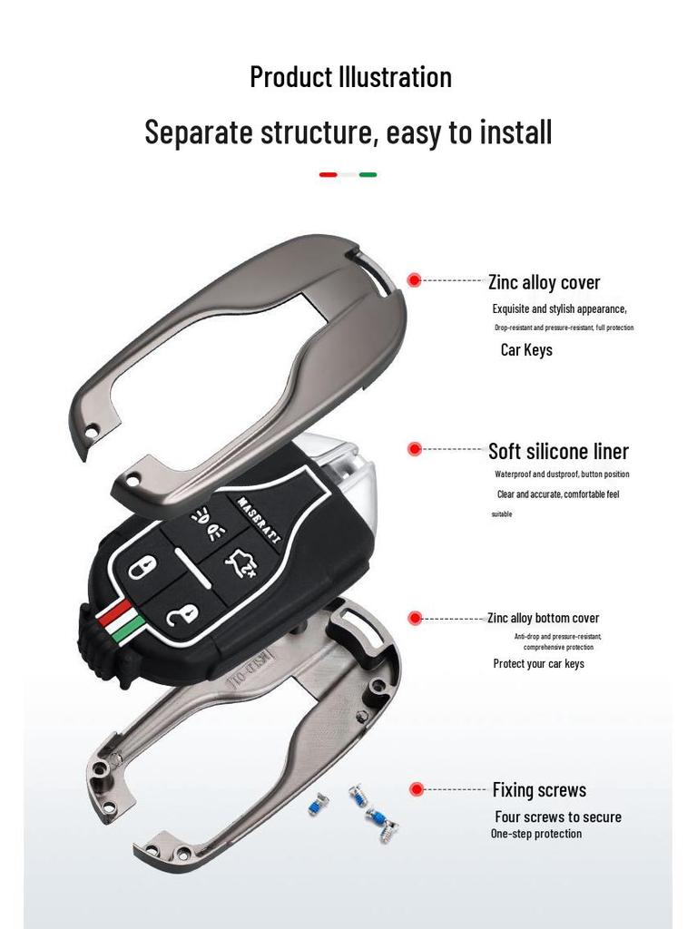 Maserati Levante Ghibli Key Case - Protective Shell for Modified Models