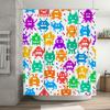 Pixelated Space Invaders Shower Curtain Set Multi-Color Retro Video Game Decor For Bathroom