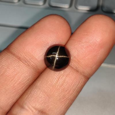 Amazing Natural Black Star Cabochon Gemstone, Round Shape Lasonya Black Star Stone, 7.40 Carat, 11x7 MM Size Round Cabochon.