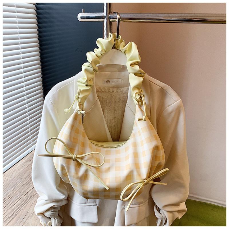 Plaid Bag Women's Large-capacity New Summer Versatile Niche Pleated Shoulder Messenger Bag Dumpling Bag