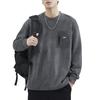 Autumn Suede American Heavy Black Crew Neck Sweater Men'S Loose Plus Size Top Casual Trend