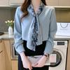 2026 Spring and Autumn New Fashion Bow Long Sleeve Shirt for Women, Elegant Casual Top