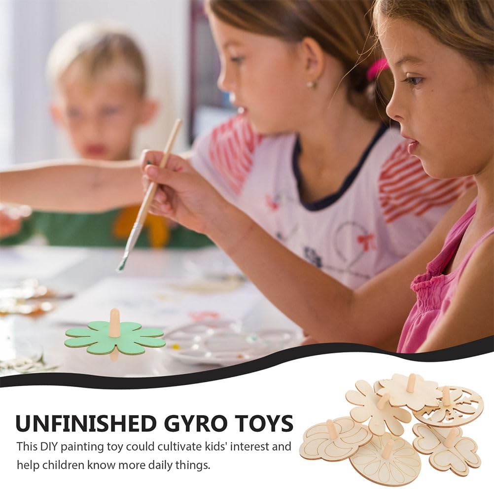 iplusmile Wooden Gyro Tops for Traditional and Unfinished Tops 18-Piece Top, Paintable, Educational, Cute, Hand-Cranked Kids, Play, Games,