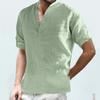Designer Spring Summer Men's Casual Cotton Linen Solid Color Long Sleeve Shirts Loose Stand Collar Shirts