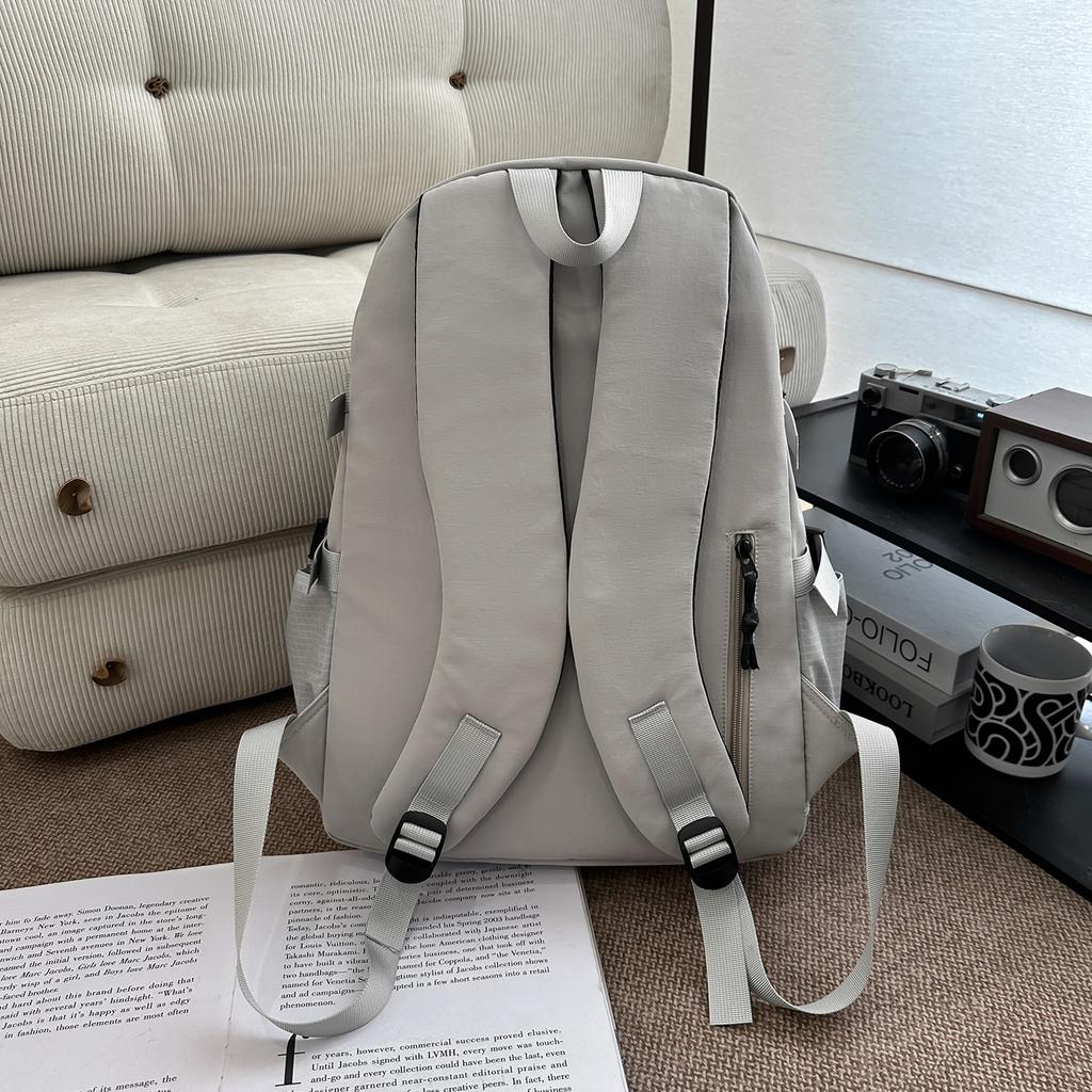 School Bag: New Middle School Student Backpack, Men's Large Capacity Plaid Trendy Brand Workwear Style, College Student Couple's Casual Travel 