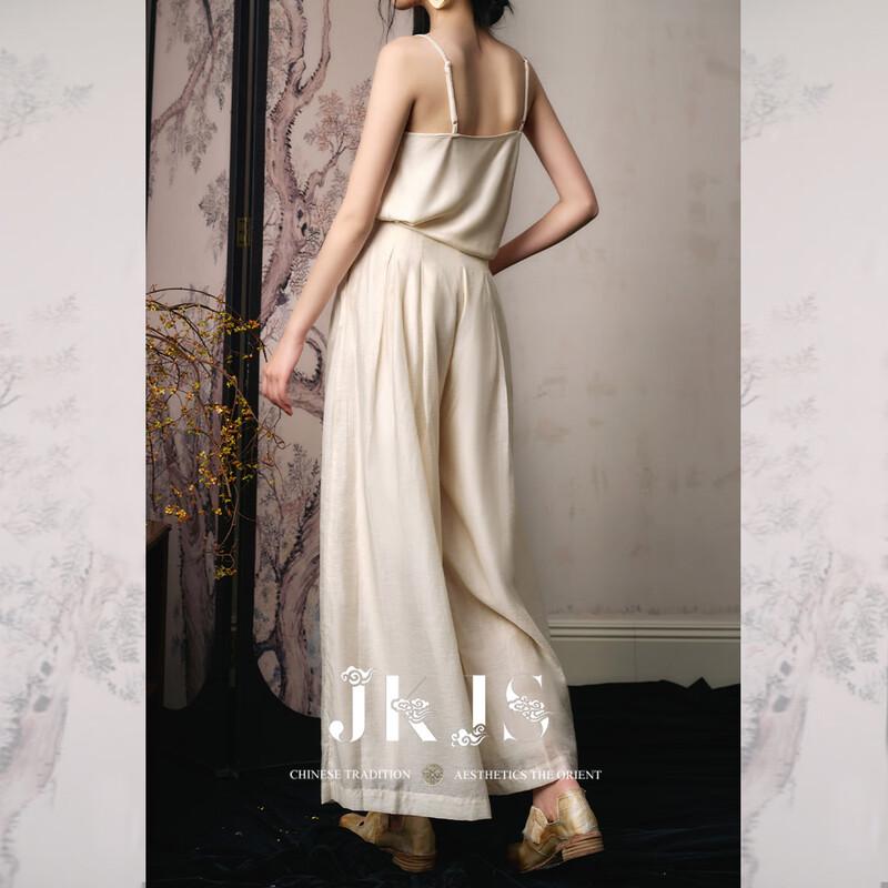 JK&JS Tencel Linen Loose Wide-Leg Pantskirt