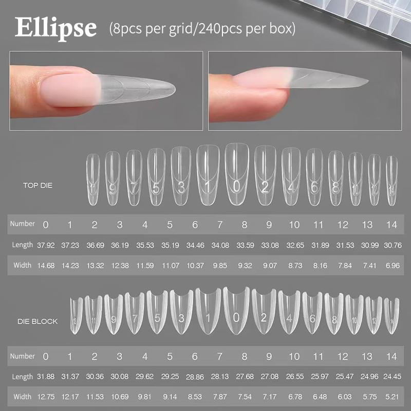 Reusable Coffin Nail Dual Forms 240pcs Acrylic Gel Extension Mold Kit Manicure Tool For Home or Salon Professional Use
