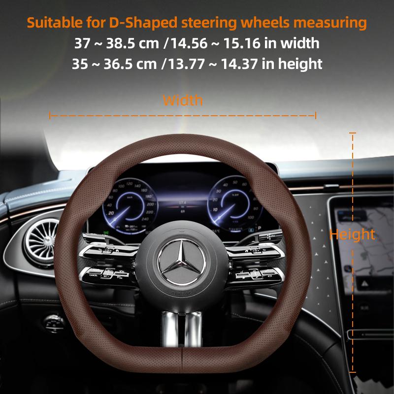 Suitable for Mercedes-Benz Ultra-Thin Breathable Leather Steering Wheel Cover Suitable for E Class S C a Glc Suv Eqc Gle Gla Eqe Amg Eq C63 E63 