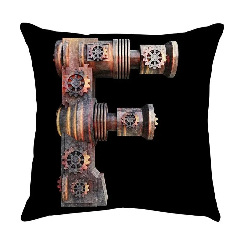 Luxury Home Decor Pillow Cover Car Living Room Sofa Cushion Cover Mechanical Style Letter Pattern Cushion Cover