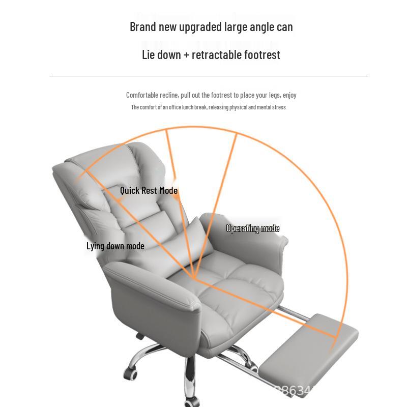 Comfortable Leather Reclining Office Chair with Adjustable Backrest