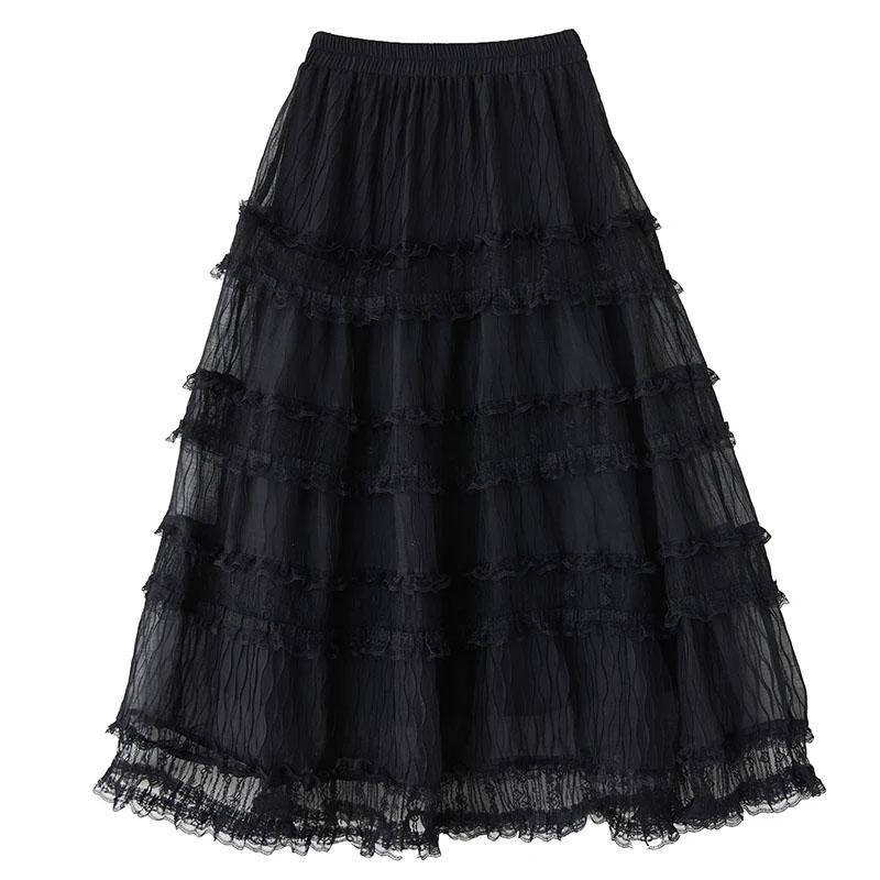 

Xitao Юбка из кружевной ткани пэчворк с эластичной талией ZMY1216 One Size чёрный