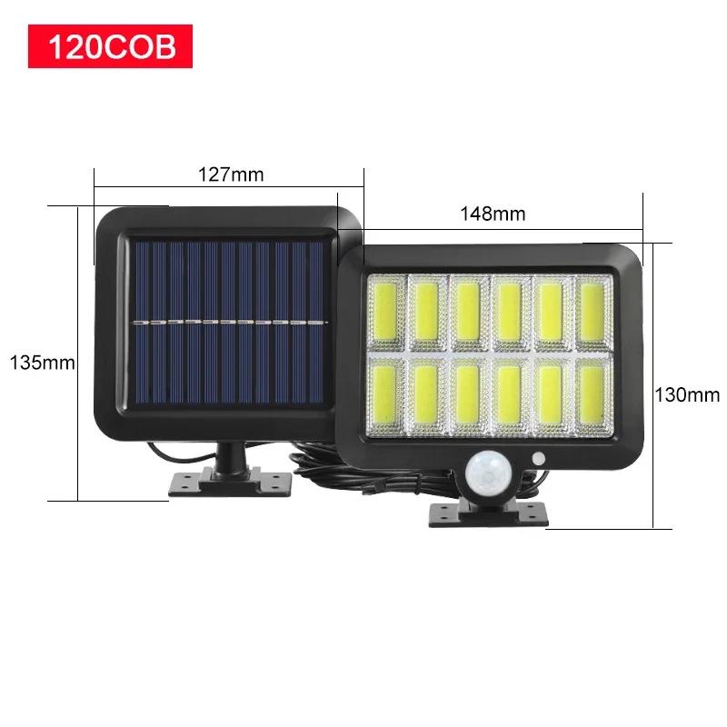 

COB LED Солнечный светодиодный светильник Датчик движения Садовый дворик Настенные светильники на солнечных батареях Источник питания Водонепроницаемый дом Наружная дверь Ярмарка