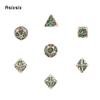7 Pcs Yellow Green Tree Vine Metal Dice Solid Metal Polyhedral Dice Set Suitable for Role-Playing RPG Board Game Dice RPG