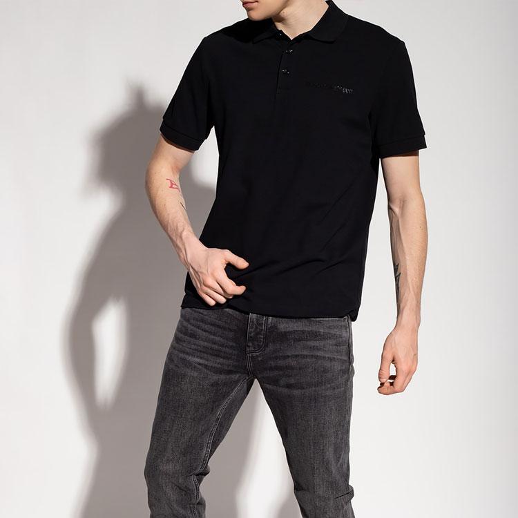 Emporio Armani Ss22 Back Print Short Sleeve Polo Shirt Men Polo Shirts Black 3L1F8P-1JX5Z-F017
